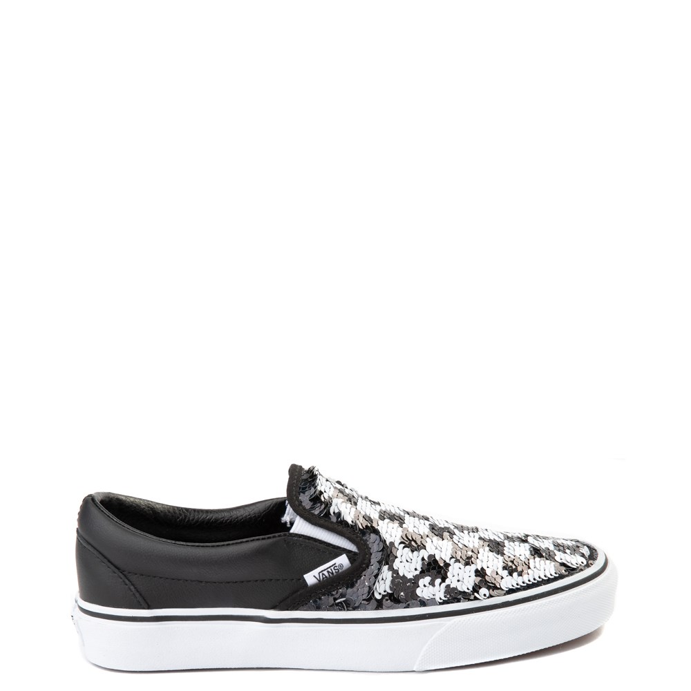 black and white sequin vans