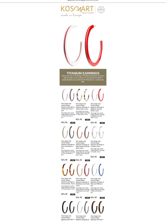 Titanium earrings from KOSMART(R)