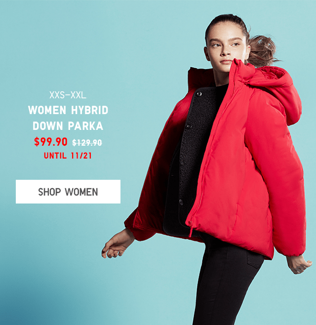 women hybrid down parka