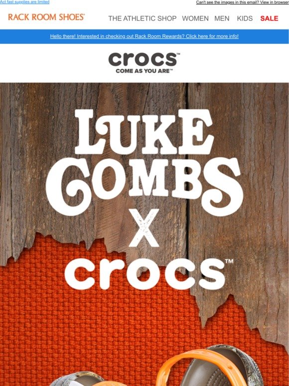 luke combs crocs rack room