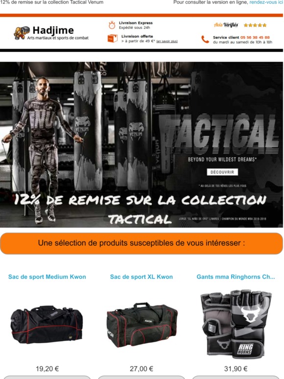 12% de remise sur la collection Tactical Venum