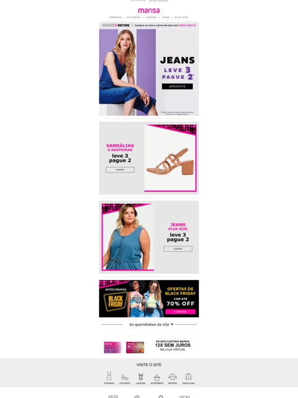 Marisa BR: Jeans na PROMO: Leve 3, Pague 2 ï»¿ðŸ˜ Vem pro Esquenta!! |  Milled