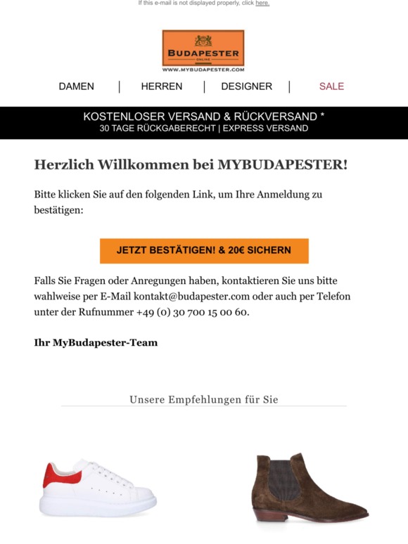 Bitte bestätigen Sie Ihre Anmeldung 👞👟👠
