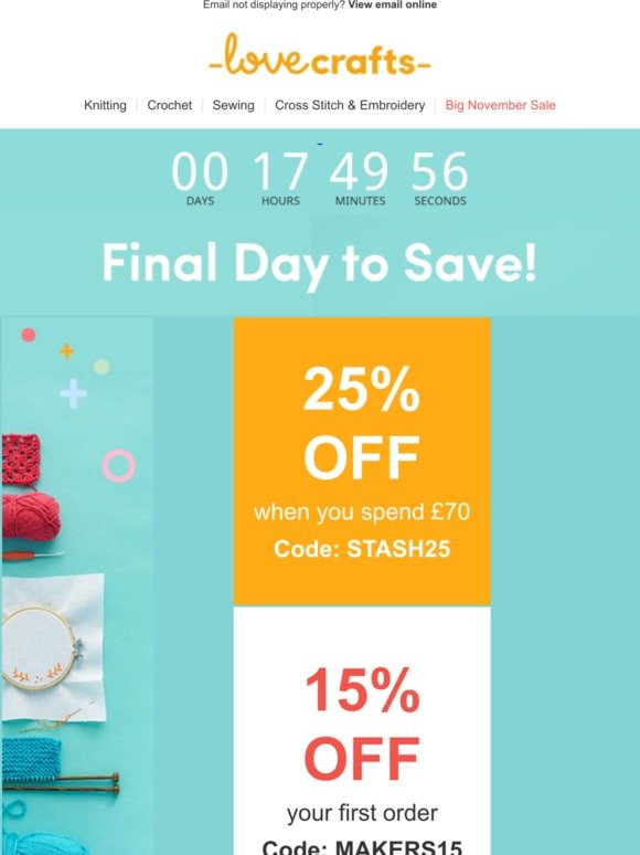 1 day to save 25% on (almost) everything 