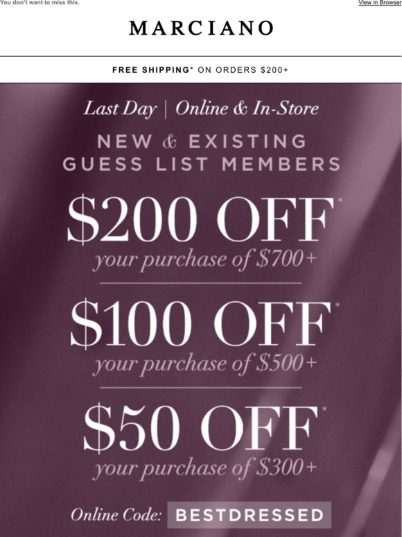 marciano coupon code 2019