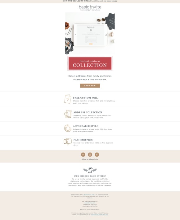 We’ll address your holiday cards, FREE!