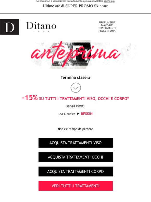 🚨 Termina stasera ➡ -15% senza limiti sui Trattamenti. Anticipa il Black Friday, conviene!