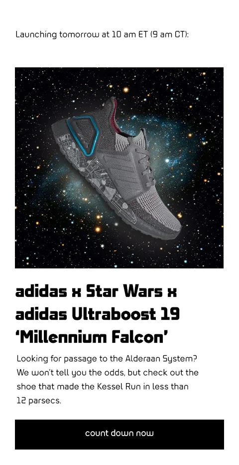 Kids Foot 🚀 Launching adidas x Star Wars Ultraboost 19 'Millennium Falcon' Milled