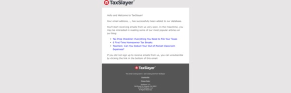 Your subscription to TaxSlayer emails