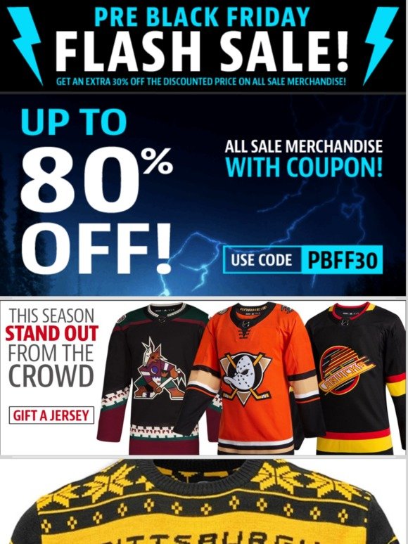IceJerseys.com: ⚡ It's Cyber Monday. $25 OFF NHL Jerseys Today!