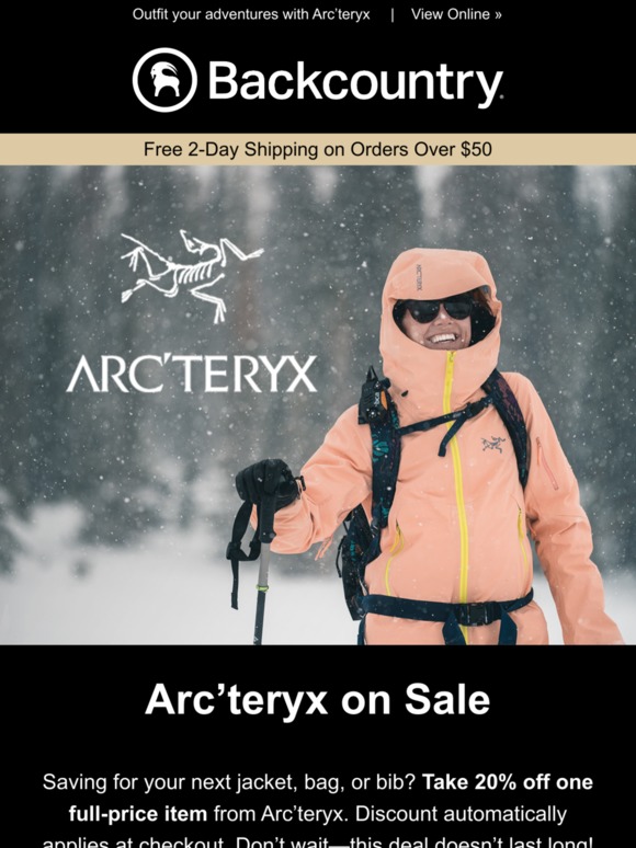 Coupon for you—20 off one fullprice Arc’teryx item