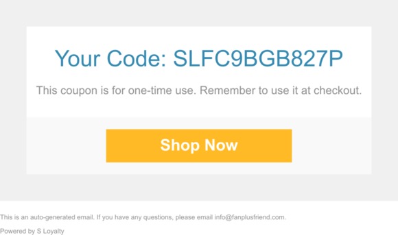 Here is your coupon for fanplusfriend