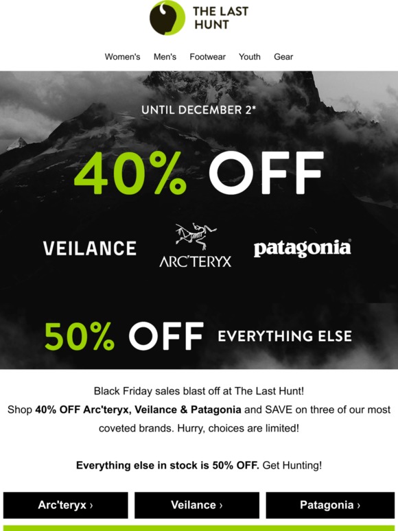 The Last Hunt 40 Off Arc Teryx Patagonia Black Friday Sales Milled