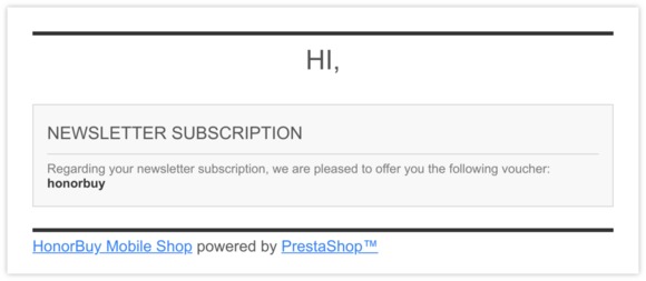 [HonorBuy Mobile Shop] Newsletter voucher
