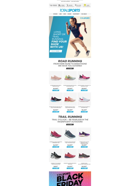 total sports trail running shoes