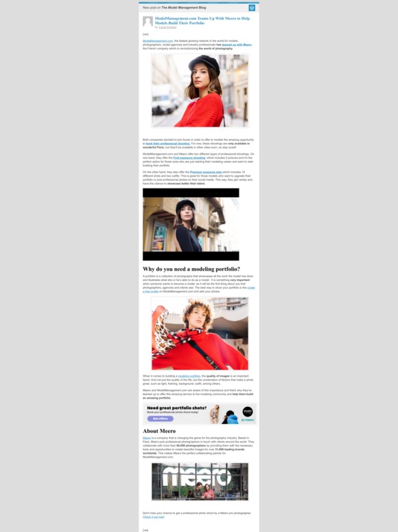 [New post] ModelManagement.com Teams Up With Meero to Help Models Build Their Portfolio