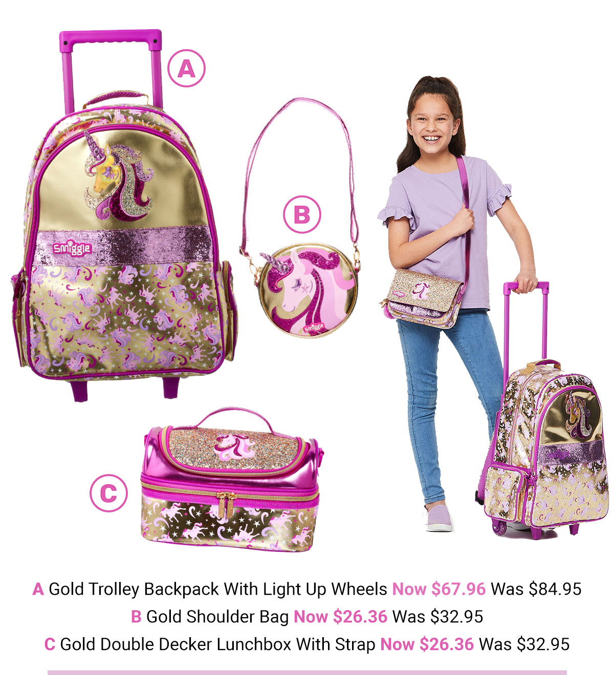 smiggle gold bag