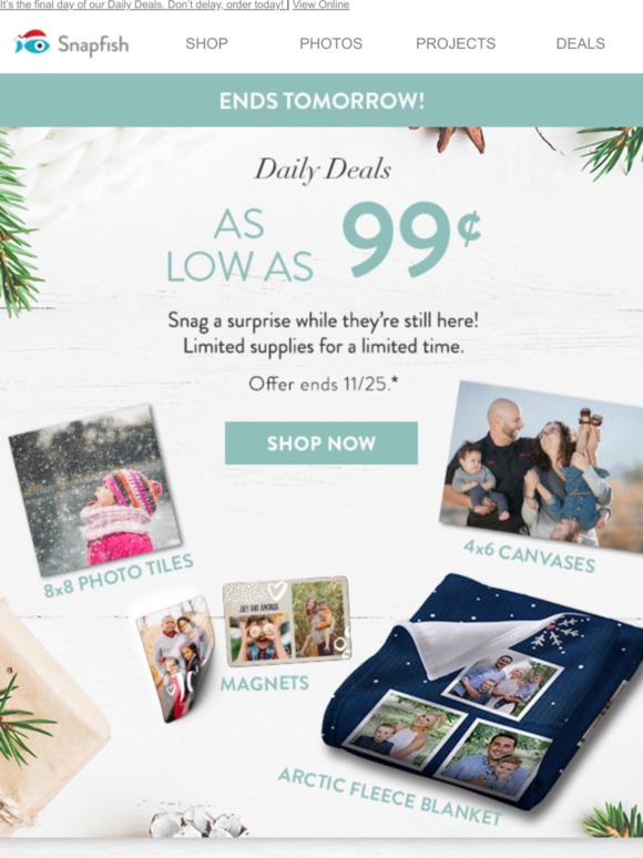 Snapfish 🤔 99¢ or photo tiles? One more day to get both