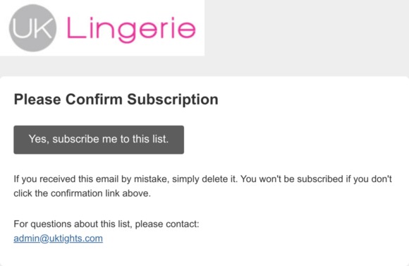 UK Lingerie: Please Confirm Subscription 