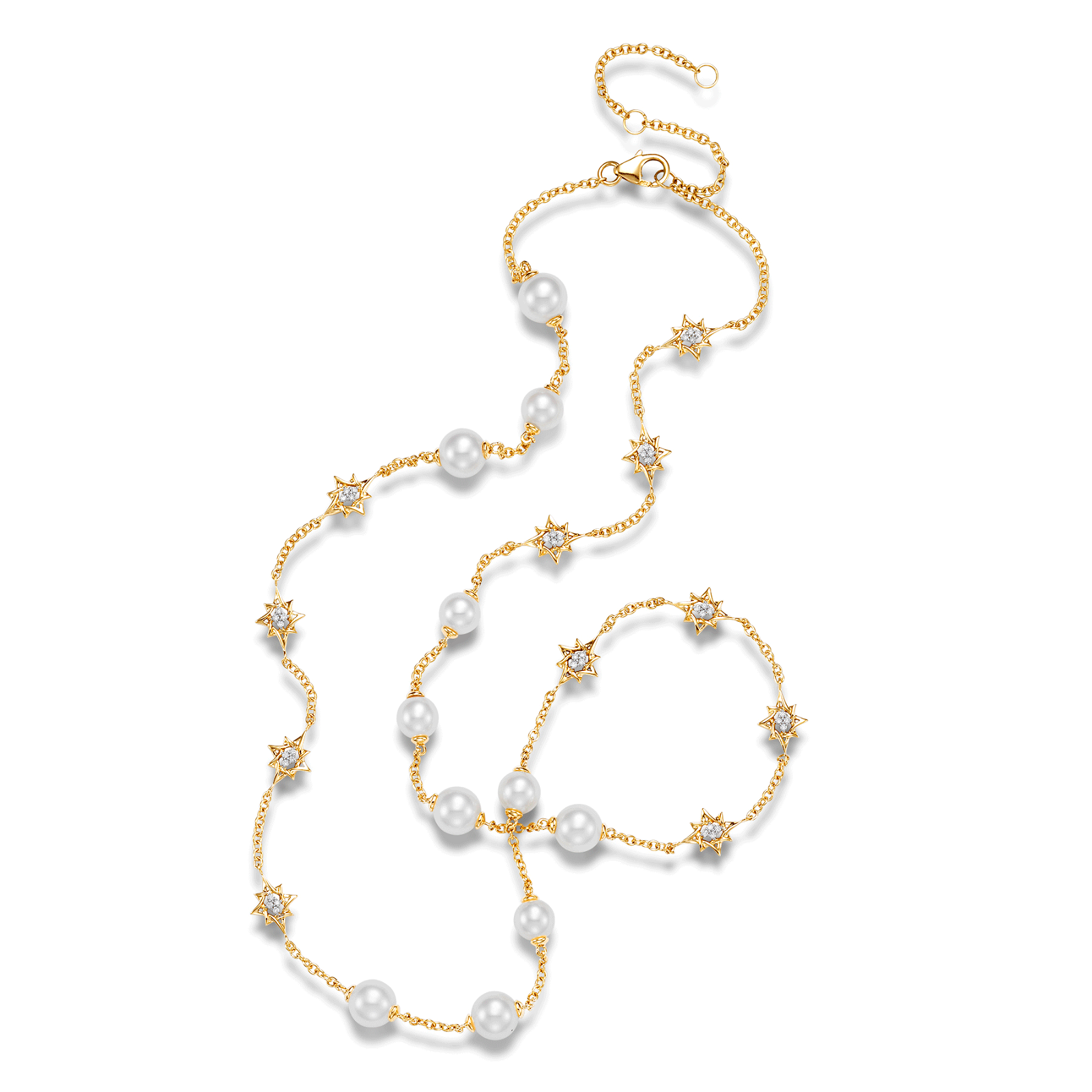 mastoloni yellow gold freshwater cultured pearl and diamond chain necklace