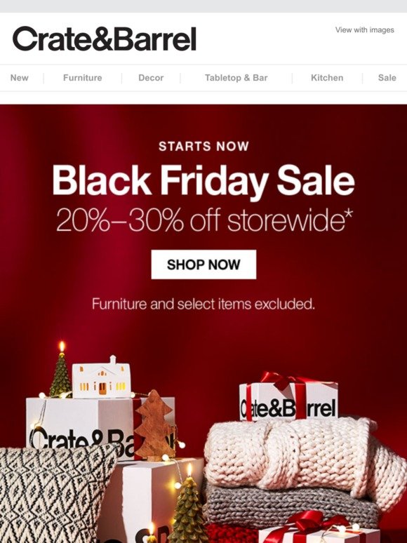 Crate and Barrel BLACK FRIDAY SALE STARTS NOW Milled