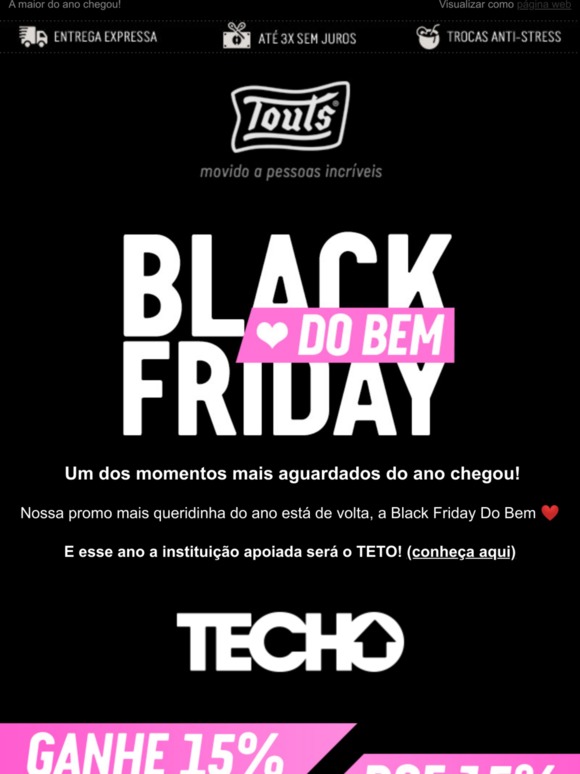 Começou o Black Friday do Bem ❤ Ganhe descontos e ajude quem precisa :)