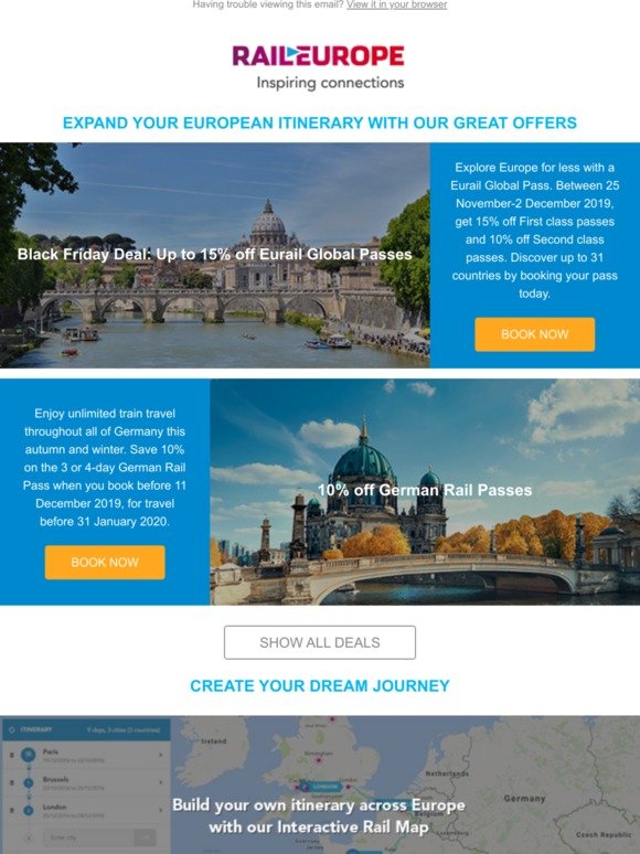 Black Friday Deal: Up to 15% off Eurail Global Passes