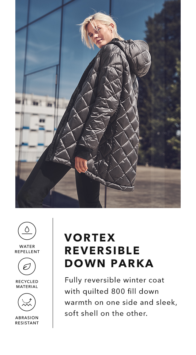 athleta vortex reversible down parka