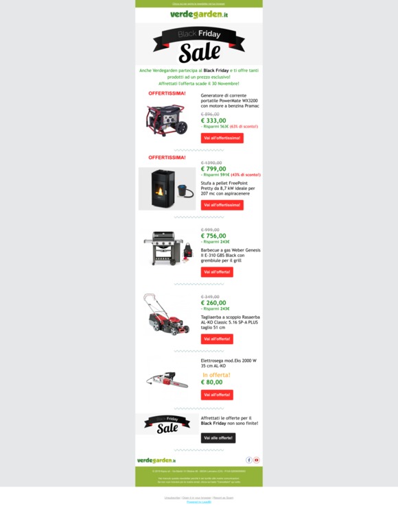 Black Weekend su Verdegarden con strepitose offerte!