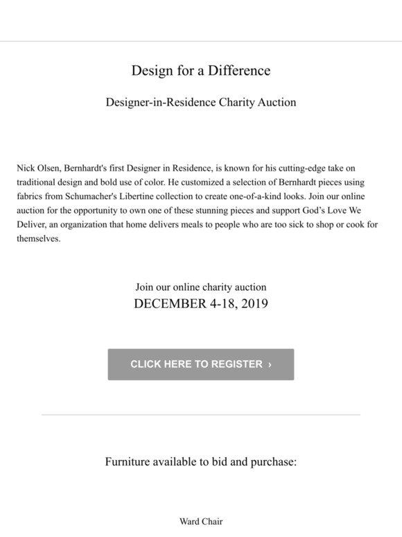 [REGISTER] Designer-in-Residence Charity Online Auction - Dec. 4-18
