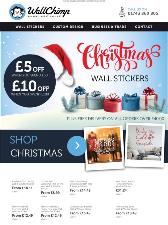 Christmas & New Year Wall & Window Sticker Range 2019