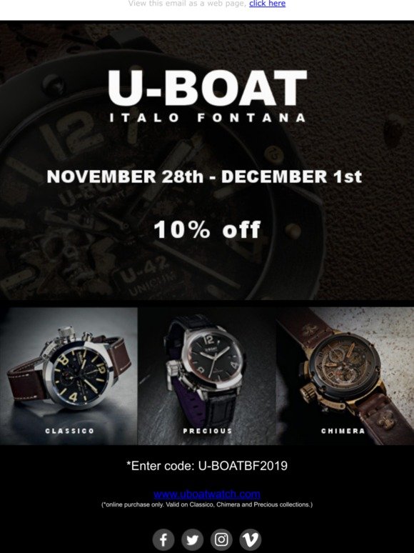 Don't miss the U-BOAT Black Friday, -10% off!