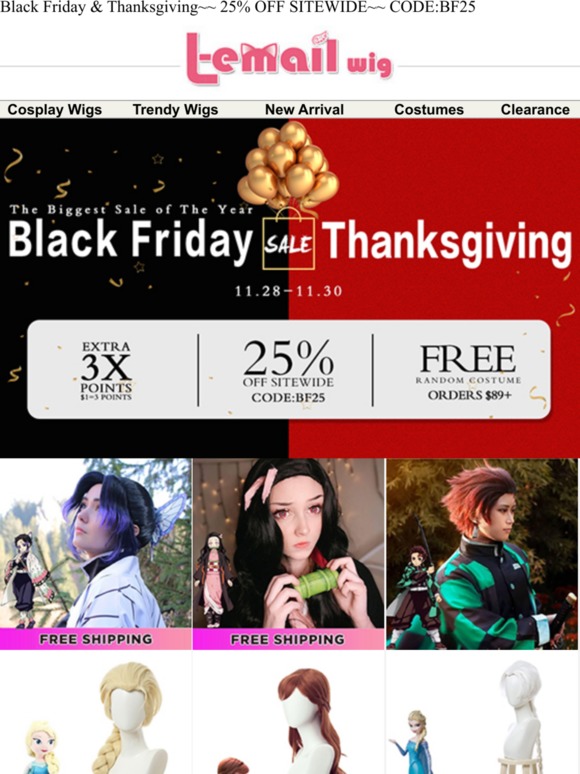 25% OFF + $5.99 ❤️Wigs❤️ + Free Gift! BLACK FRIDAY Special OFFER