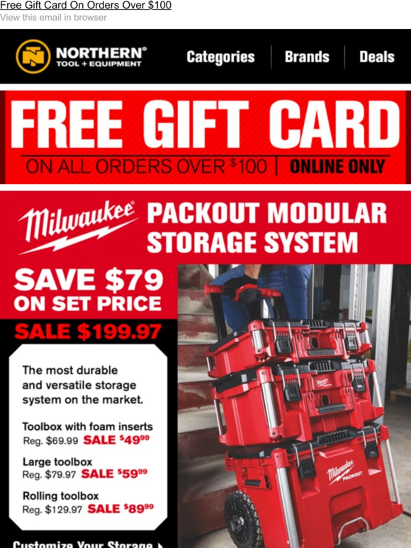 Northern Tool Black Friday Special Milwaukee Packout System On Sale Now! Milled