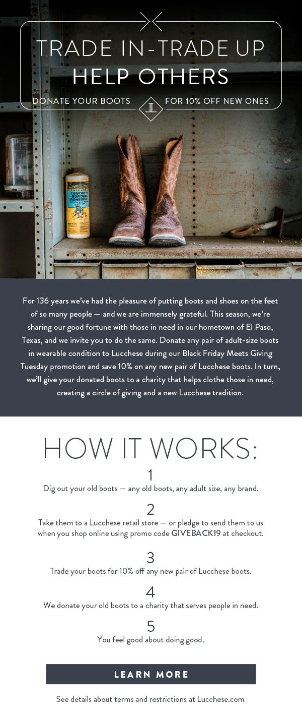 Lucchese Boot Co.: Get 10% off – Trade 