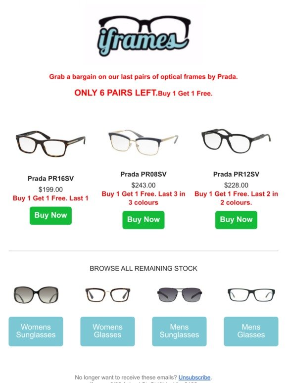 Last few pairs of Optical frames. Buy 1 Get 1 Free