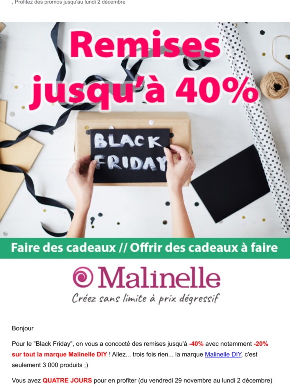 Black Friday : jusqu'à -40% de remise pendant 4 jours