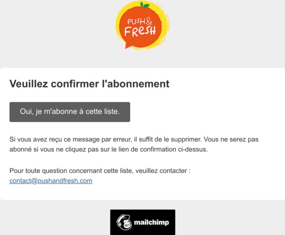 Push & Fresh: Veuillez confirmer l'abonnement 