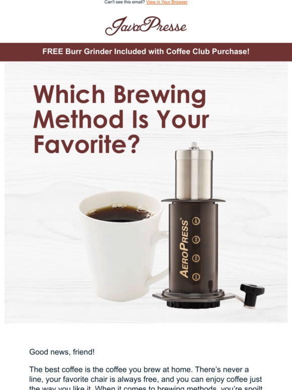 JavaPresse Coffee Company 6 Ways To Home Brew Your Favorite Coffee