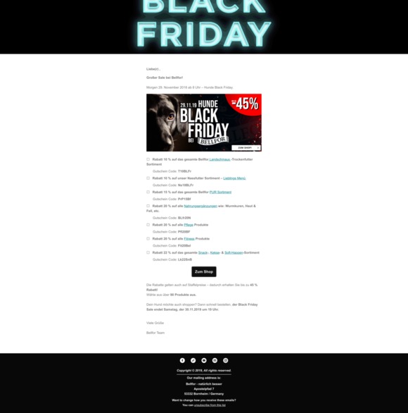 Bis zu 45 % Rabatt - Black Friday bei Bellfor!