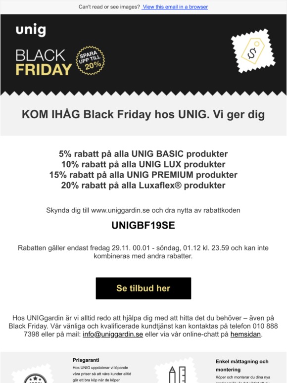 KOM IHÅG Black Friday hos UNIG