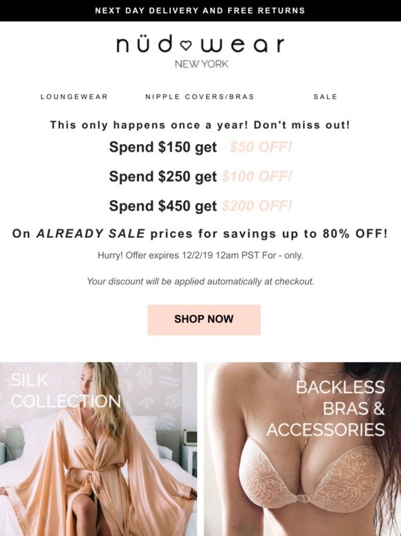 Nudwear Lingerie Email Newsletters: Shop Sales, Discounts, and