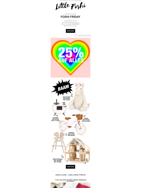 REMINDER! BLACK FRIDAY - HEUTE - 25% AUF ALLES