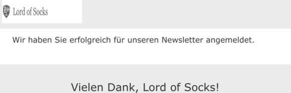 Newsletter Anmeldung erfolgreich