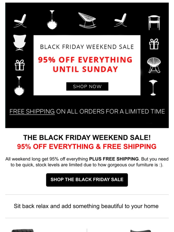 IT'S NOT OVER! 95% OFF & FREE SHIPPING BLACK FRIDAY WEEKEND