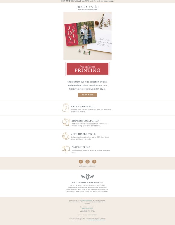 Holiday Cards: 30% Off and Free Address Printing