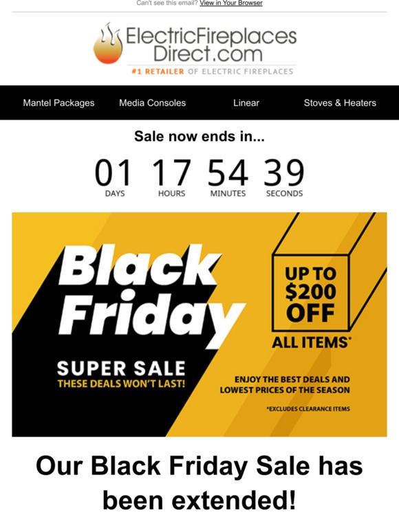 Electric Fireplaces Direct Our Black Friday Sale has been EXTENDED! Milled