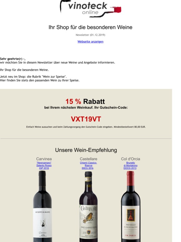 15 % Rabatt-Aktion Dezember 2019