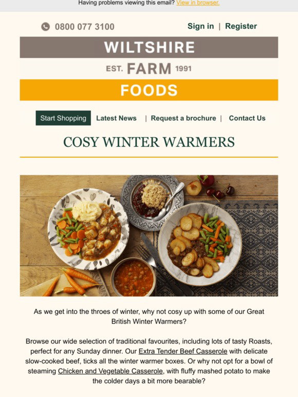 Wiltshire Farm Foods Cosy Winter Dishes Milled