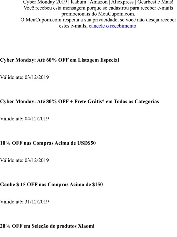 Os Descontos não podem parar! Cyber Monday 2019: Até 80% OFF em Amazon | Kabum | Aliexpress e Mais!